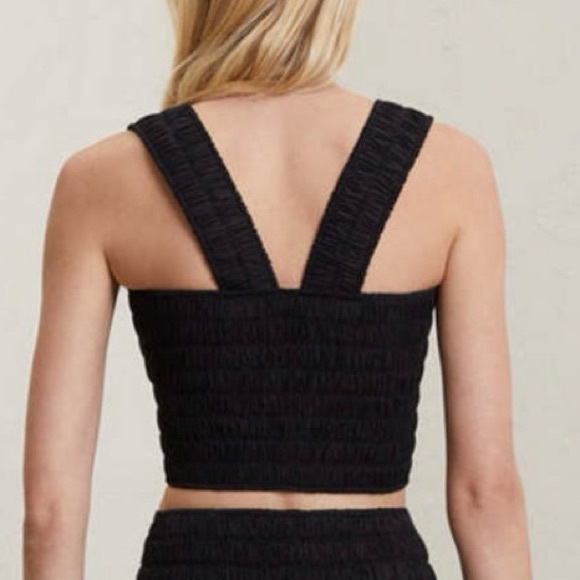 NWOT A.L.C. Cielo Smocked Racerback Cropped Tank Top in Black Size 4 - Picture 6 of 15